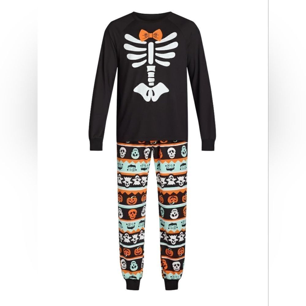 Nwt Way To Celebrate Halloween Men's Skeleton Matching Family Pajama Set, Sz XL
